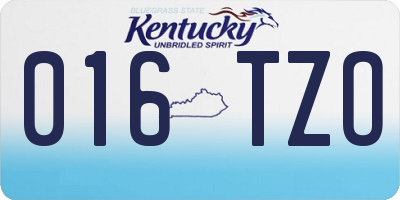 KY license plate 016TZO