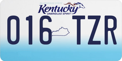 KY license plate 016TZR