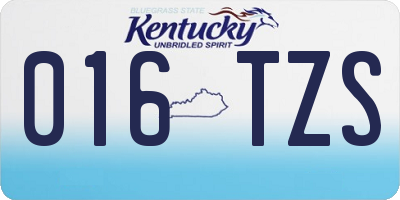 KY license plate 016TZS