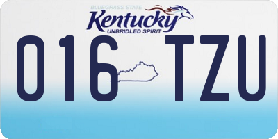 KY license plate 016TZU