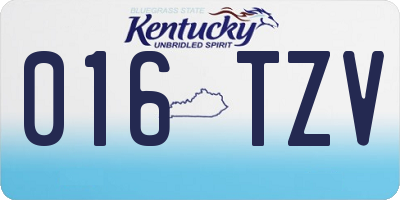 KY license plate 016TZV