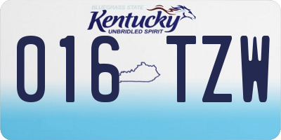 KY license plate 016TZW