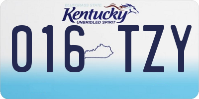KY license plate 016TZY
