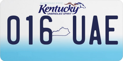 KY license plate 016UAE