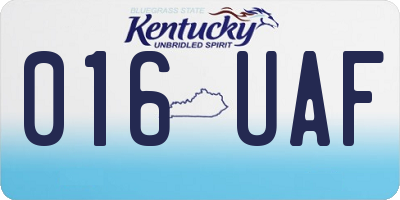 KY license plate 016UAF
