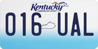 KY license plate 016UAL