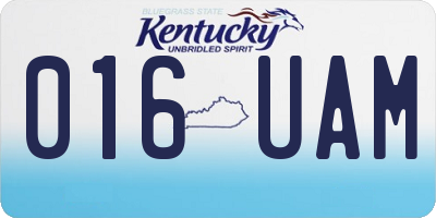 KY license plate 016UAM