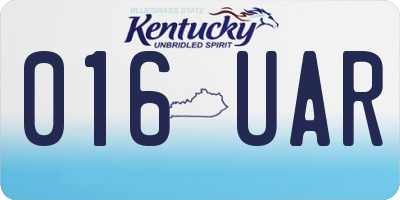 KY license plate 016UAR