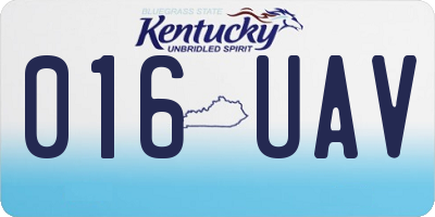 KY license plate 016UAV