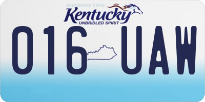 KY license plate 016UAW