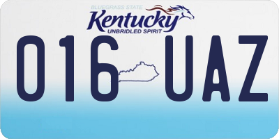 KY license plate 016UAZ