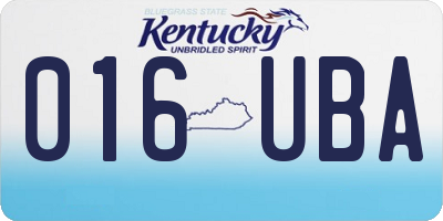 KY license plate 016UBA