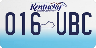 KY license plate 016UBC