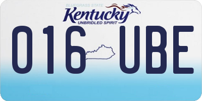 KY license plate 016UBE