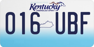 KY license plate 016UBF