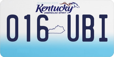 KY license plate 016UBI