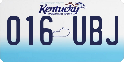 KY license plate 016UBJ