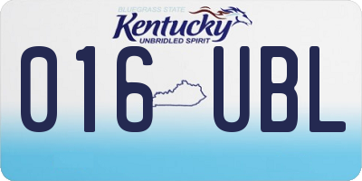 KY license plate 016UBL