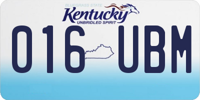 KY license plate 016UBM