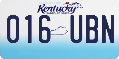 KY license plate 016UBN