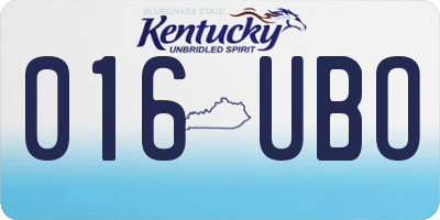KY license plate 016UBO