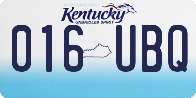 KY license plate 016UBQ