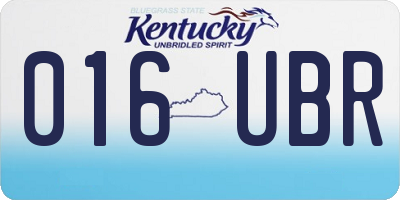 KY license plate 016UBR