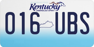 KY license plate 016UBS