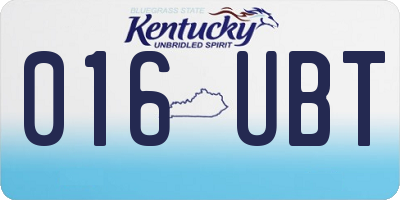 KY license plate 016UBT
