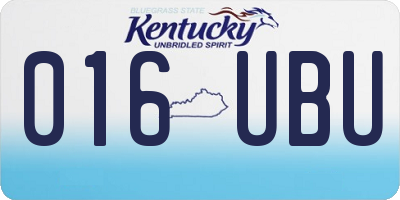 KY license plate 016UBU