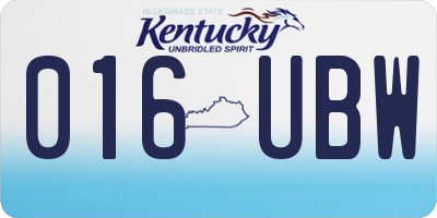 KY license plate 016UBW