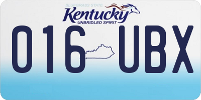 KY license plate 016UBX