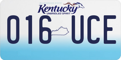 KY license plate 016UCE