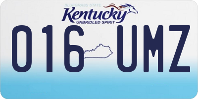 KY license plate 016UMZ