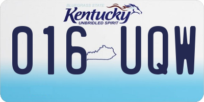 KY license plate 016UQW