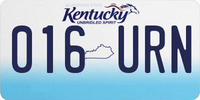 KY license plate 016URN