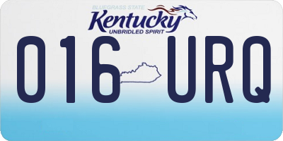 KY license plate 016URQ