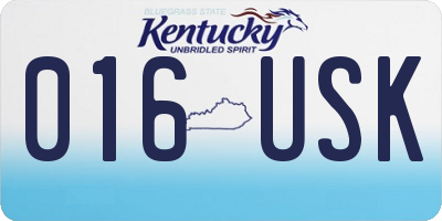 KY license plate 016USK