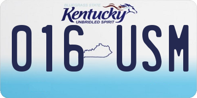 KY license plate 016USM