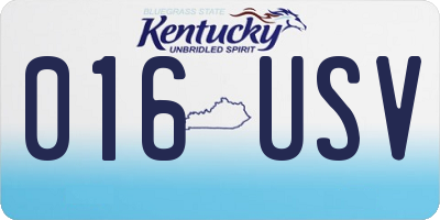 KY license plate 016USV