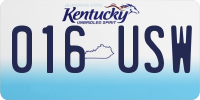 KY license plate 016USW