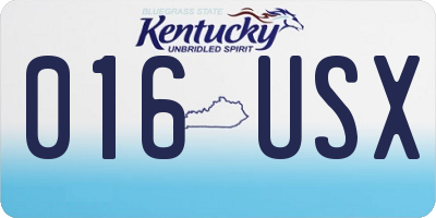 KY license plate 016USX