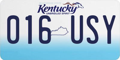 KY license plate 016USY