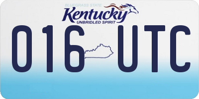 KY license plate 016UTC
