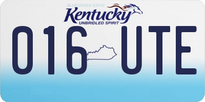KY license plate 016UTE