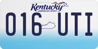 KY license plate 016UTI