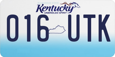 KY license plate 016UTK