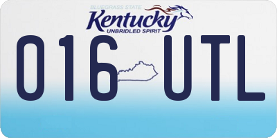 KY license plate 016UTL
