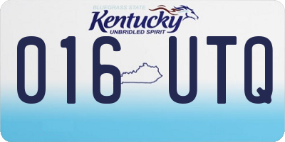 KY license plate 016UTQ