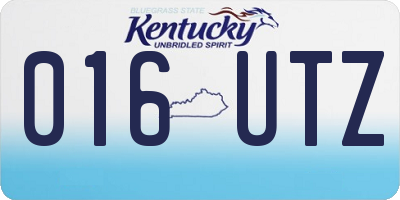 KY license plate 016UTZ